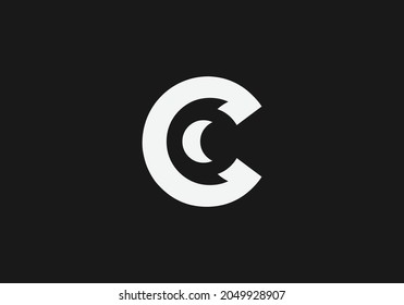 Creative negative space eye icon logo design initial concept with black background