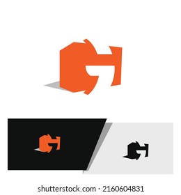 creative negative space of letter G that holding a box