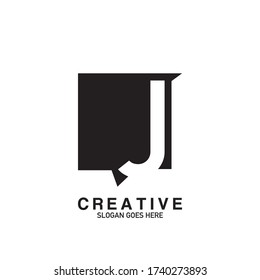 Plantilla de diseño de vectores con logotipo comercial J de carta de texto comercial negativa creativa.