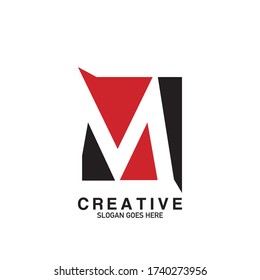 Creative Negative Space Letter M  Business Logo Vector Design Template.