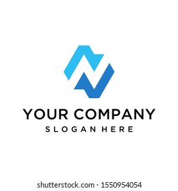 Creative negative space letter N logo design vector