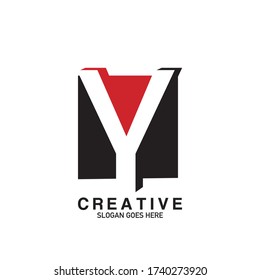 Creative Negative Space Letter Y Business Logo Vector Design Template.