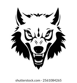 Creative negative space logo depicting an angry wolf silhouette with a fierce and dynamic pose. The design combines sharp edges and minimalist aesthetics, making it a perfect fit for sports teams