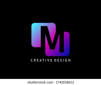 Creative Negative Space M Letter Logo, geometric shape design concept with initial M icon for technology, business, finance and more brand identity.  