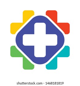 Creative negative space medical logo icon vector. Colorful logo design concept.
