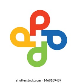 Creative negative space medical logo icon vector. Initial P logo concept with color design.