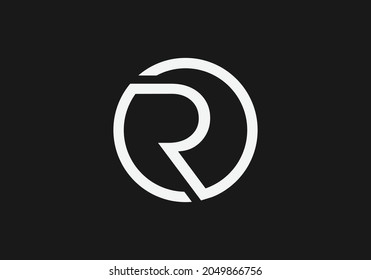 Creative negative space R logo design initial concept with black background