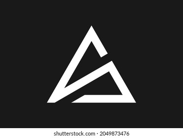 Espacio negativo creativo S o Diseño inicial del logotipo A con fondo negro