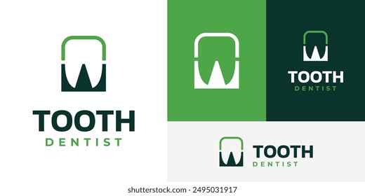 Creative Negative Space Tooth Dental Dentist Dent Logo Design Branding Template