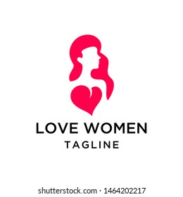 Creative negative space woman and love logo icon vector