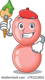 A creative neisseria gonorrhoeae artist mascot design style paint with a brush