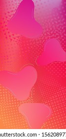 Creative Neon Pink Background. Modern Digital Pattern with Fluid Shapes. Abstract Bubbles in Memphis Style. Light Template for Cover, Poster, Banner, Greeting Card. Minimal Cover Layout.