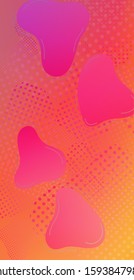 Creative Neon Pink Background. Modern Digital Pattern with Fluid Shapes. Abstract Bubbles in Memphis Style. Light Template for Cover, Poster, Banner, Greeting Card. Minimal Cover Layout.