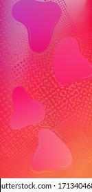 Creative Neon Pink Background. Modern Digital Pattern with Fluid Shapes. Minimal Cover Layout. Abstract Bubbles in Memphis Style. Light Template for Cover, Poster, Banner, Greeting Card.