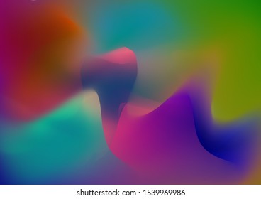 Creative Neon Pink, Blue, Violet Background. Abstract Curves and Lines. Minimal Watercolor Layout. Modern Digital Pattern with Fluid Shapes. Light Template for Cover, Poster, Banner, Greeting Card.