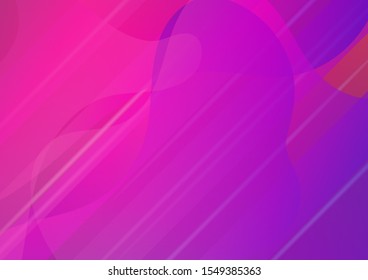 Creative Neon Pink, Blue, Violet Background. Light Template for Cover, Poster, Banner, Greeting Card. Abstract Bubbles in Memphis Style. Modern Digital Pattern with Fluid Shapes. Minimal Cover Layout.