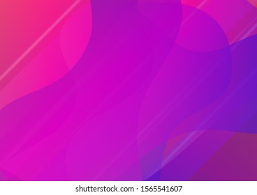 Creative Neon Pink, Blue, Violet Background. Light Template for Cover, Poster, Banner, Greeting Card. Abstract Bubbles in Memphis Style. Modern Digital Pattern with Fluid Shapes. Minimal Cover Layout.