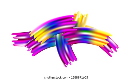 Creative Neon Pink, Blue, Violet Background. Minimal Watercolor Layout. Abstract Realistic Light Template for Cover, Poster, Banner, Greeting Card. Modern Digital Pattern with Rainbow Brush Strokes.