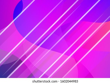 Creative Neon Pink, Blue, Violet Background. Minimal Cover Layout. Abstract Bubbles in Memphis Style. Modern Digital Pattern with Fluid Shapes. Light Template for Cover, Poster, Banner, Greeting Card.