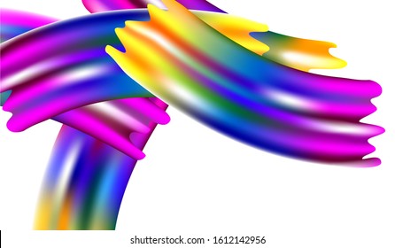 Creative Neon Pink, Blue, Violet Background. Abstract Realistic Modern Digital Pattern with Rainbow Brush Strokes. Light Template for Cover, Poster, Banner, Greeting Card. Minimal Watercolor Layout.