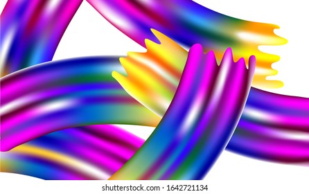 Creative Neon Pink, Blue, Violet Background. Abstract Realistic Light Template for Cover, Poster, Banner, Greeting Card. Minimal Watercolor Layout. Modern Digital Pattern with Rainbow Brush Strokes.
