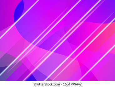 Creative Neon Pink, Blue, Violet Background. Abstract Bubbles in Memphis Style. Minimal Cover Layout. Light Template for Cover, Poster, Banner, Greeting Card. Modern Digital Pattern with Fluid Shapes.