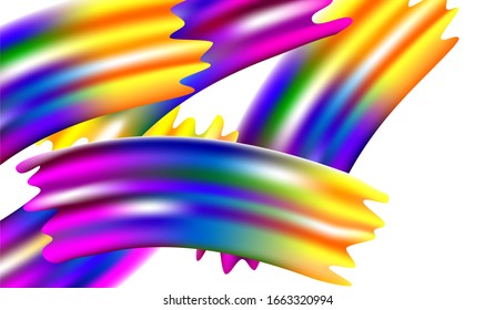 Creative Neon Pink, Blue, Violet Background. Abstract Realistic Light Template for Cover, Poster, Banner, Greeting Card. Minimal Watercolor Layout. Modern Digital Pattern with Rainbow Brush Strokes.