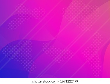 Creative Neon Pink, Blue, Violet Background. Abstract Bubbles and Dots. Light Template for Cover, Poster, Banner, Greeting Card. Minimal Cover Layout. Modern Digital Pattern with Fluid Shapes.