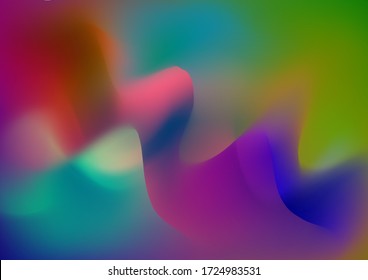 Creative Neon Pink, Blue, Violet Background. Abstract Curves and Lines. Minimal Watercolor Layout. Modern Digital Pattern with Fluid Shapes. Light Template for Cover, Poster, Banner, Greeting Card.