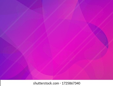 Creative Neon Pink, Blue, Violet Background. Light Template for Cover, Poster, Banner, Greeting Card. Modern Digital Pattern with Fluid Shapes. Minimal Cover Layout. Abstract Bubbles in Memphis Style.
