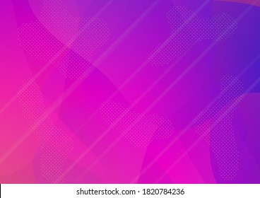 Creative Neon Pink, Blue, Violet Background. Modern Digital Pattern with Fluid Shapes. Abstract Bubbles and Dots. Minimal Cover Layout. Light Template for Cover, Poster, Banner, Greeting Card.