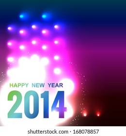 creative neon style happy new year 2014 background