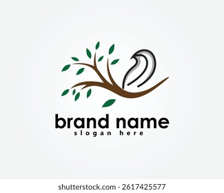 creative nestle, nest bird logo, abstract bird on tree logo design inspiration
