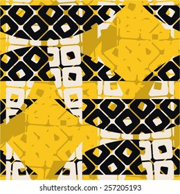 Creative net pattern with square elements, seamless vector background.