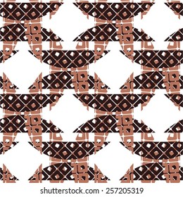 Creative net pattern with square elements, seamless vector background.