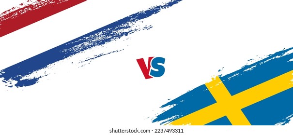 Creative Netherlands vs Sweden brush flag illustration. Artistic brush style two country flags relationship background