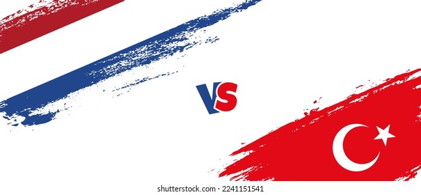 Ilustración de la bandera del pincel Creative Netherlands vs Turkey. Estilo de pincel artificial dos indicadores de país fondo de relación