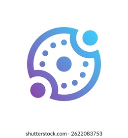 Creative Network Symbol with Stylized Interacting Shapes and Dots