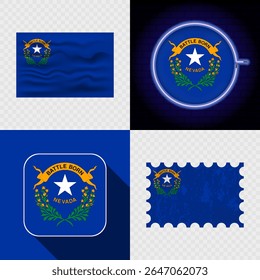 Coleção de Conjuntos de Ícones da Bandeira Creative Nevada.
