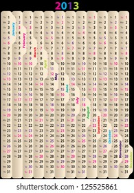 Creative new 2013 calendar design label style