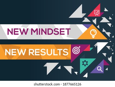 Creative (new mindset new results) Banner Word with Icon ,Vector illustration.