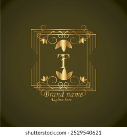 creative new t latter logo design with business vector template. creative  luxury t monogram latter logo , royal logo design with golden color