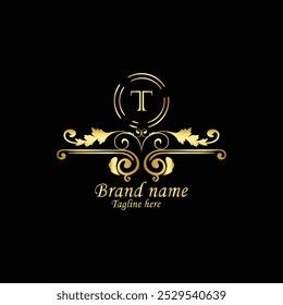 creative new t latter logo design with business vector template. creative  luxury t monogram latter logo , royal logo design with golden color