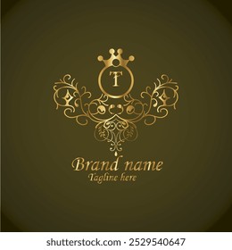 Nuevo diseño creativo del logotipo de T latter con Plantilla de Vector de negocios. Logo creativo del último monograma de T luxury, diseño del logotipo real con color dorado