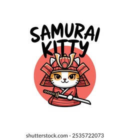 creative new typography t-shirt design- Samurai kitty