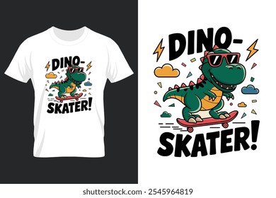 creative new typography t-shirt design- Dino Skater!