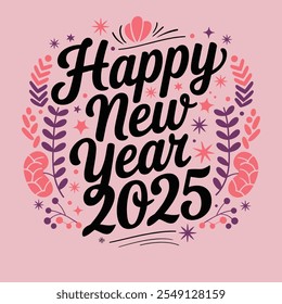 creative new typography t-shirt design- Happy new year 2025