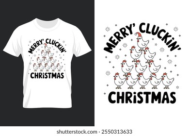 creative new typography t-shirt design- Merry' cluckin' Christmas 