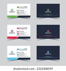 Creative New and unique Business Card. Business card template. Creative Business card Template With Gray, Blue, Green, Yellow Color template. Modern and Simple business card. 