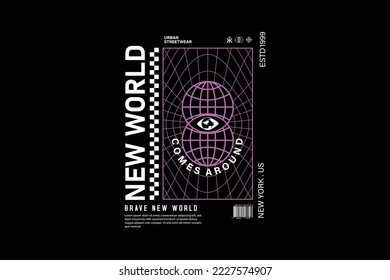 Creative new world streetwear concept vector graphic design